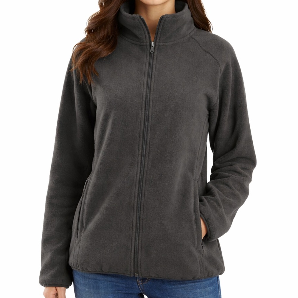 White Sierra Gray Fleece Jacket Women’s M Full Zip Hiking Coat